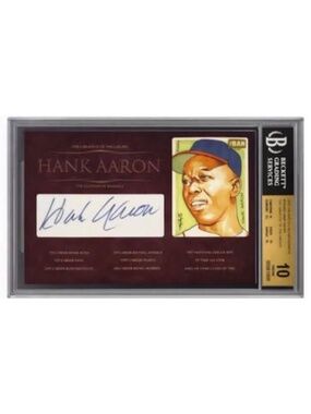 Hank Aaron 1/1 Auto From Super Break The Bar! 14k Gold Bar Artwork! BGS 10/10!